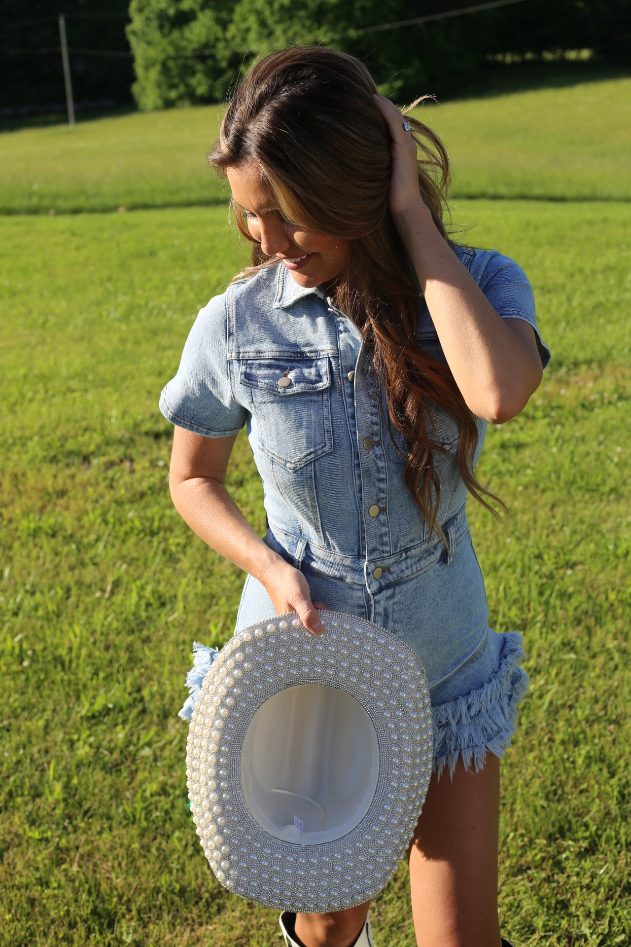 Denim Frayed Romper