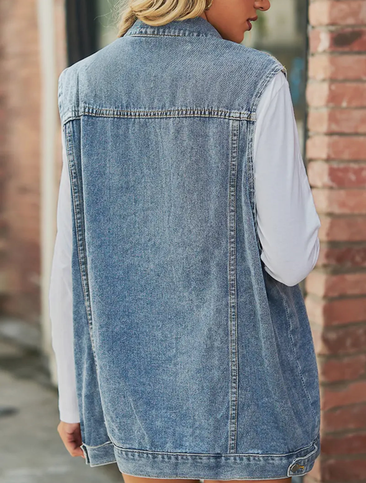 Button Up Denim Vest