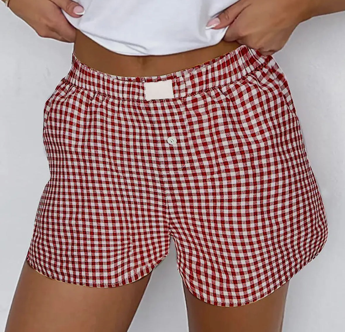 Gingham Red Shorts