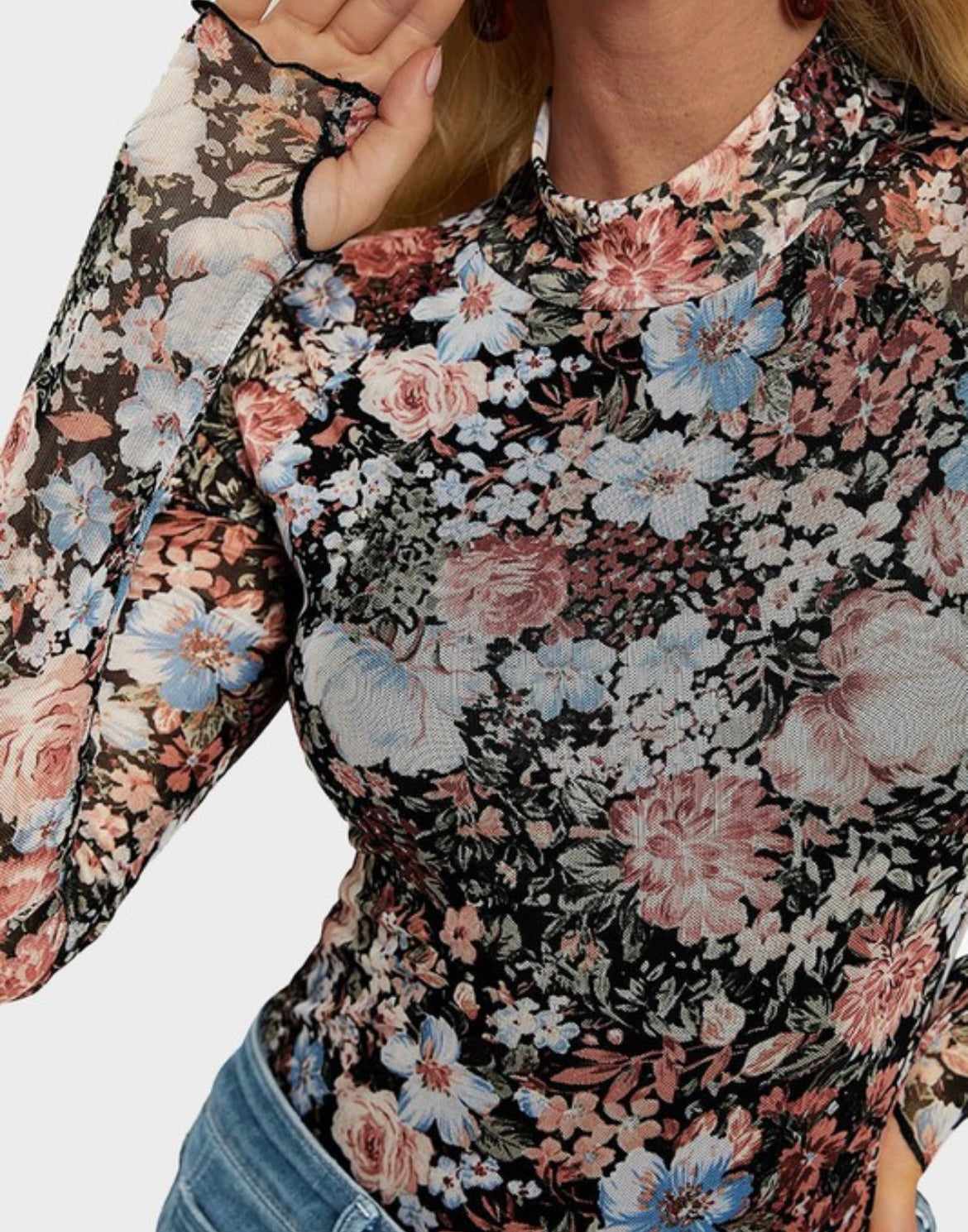 Floral Mesh Top