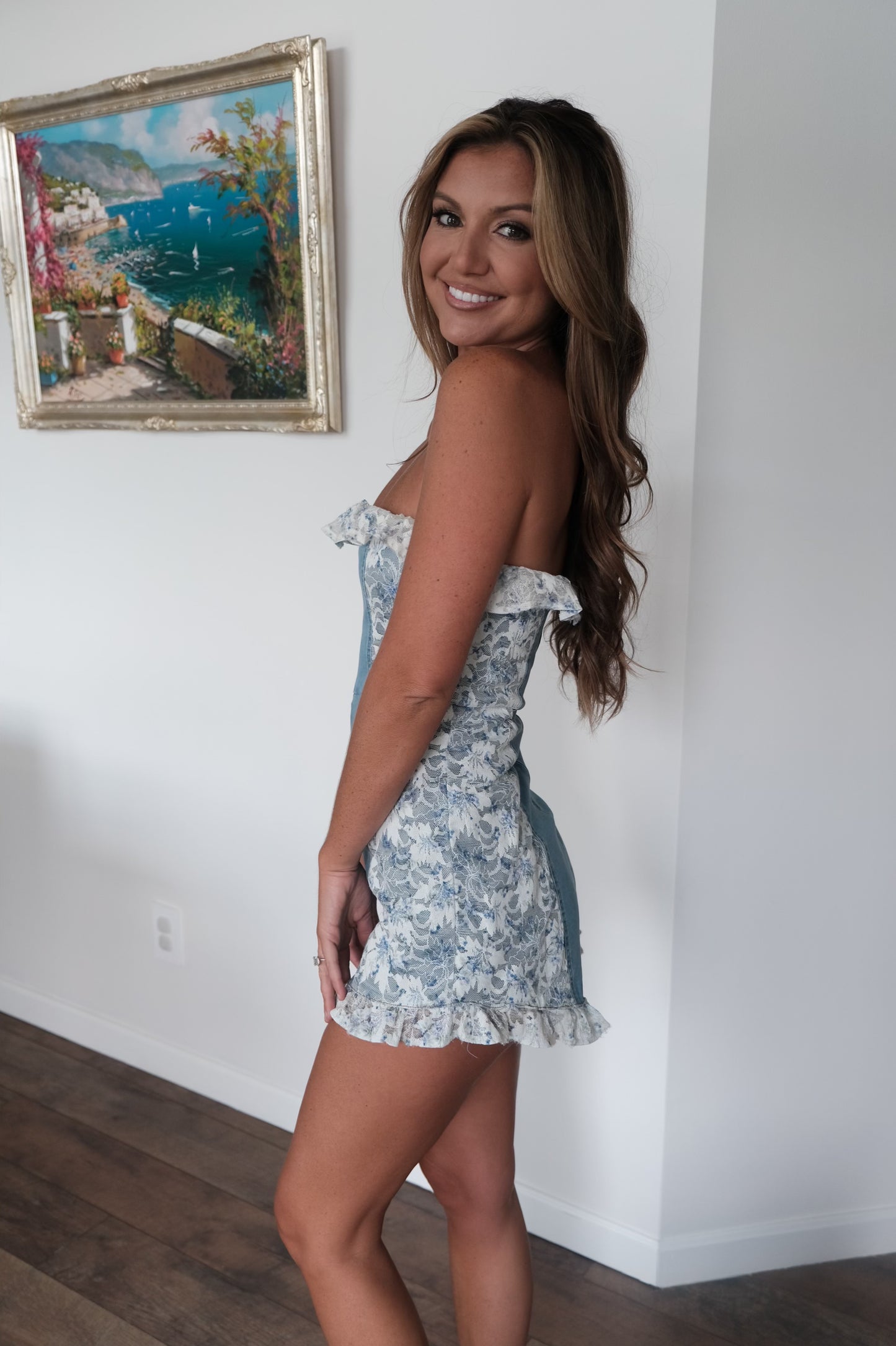 Denim Lace Romper