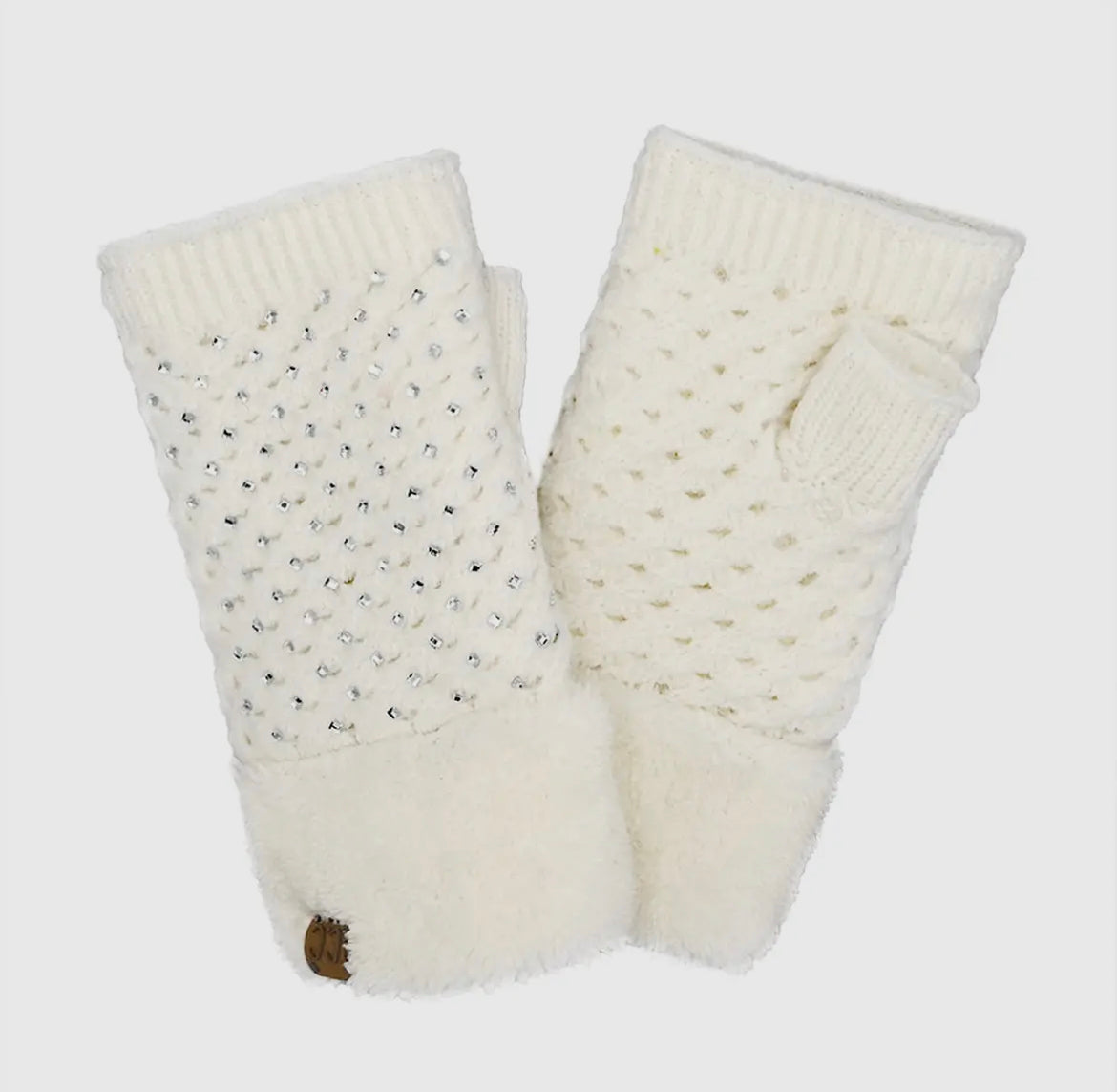 Rhinestone Gloves-Ivory