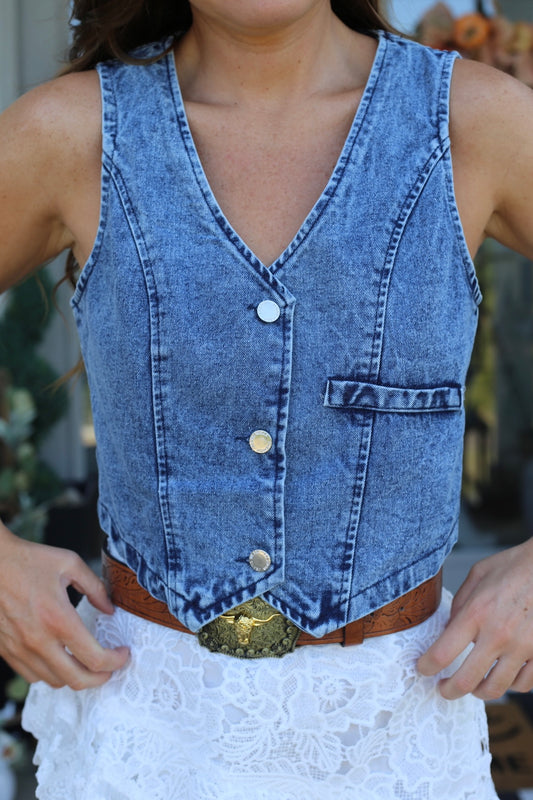 Denim Crop Vest