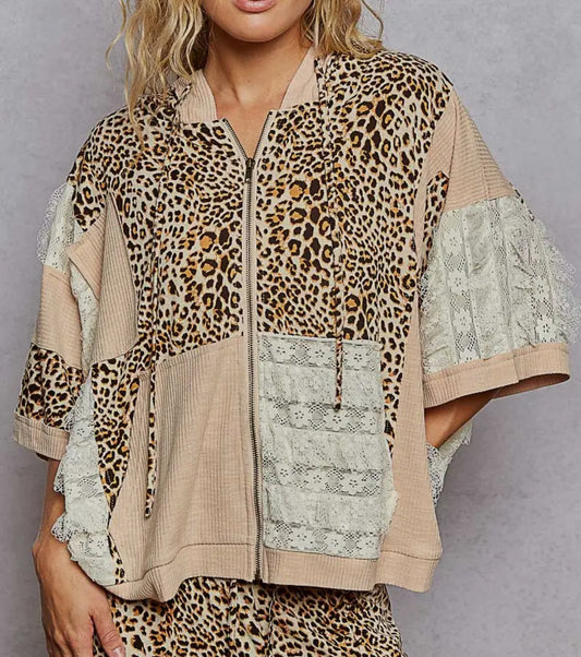 Leopard Zip Up Top