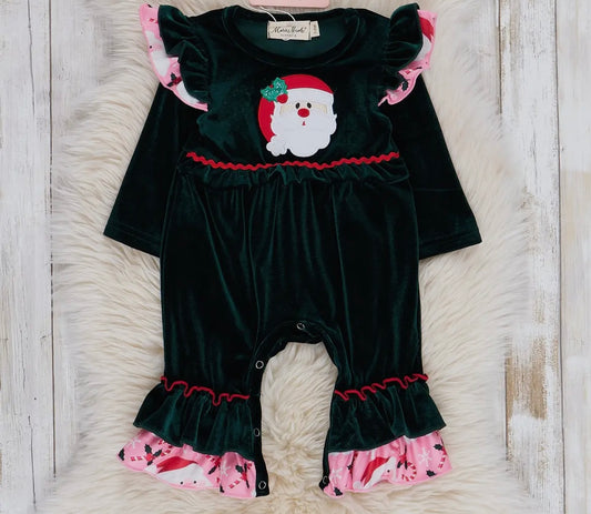 Velvet Santa Romper-Final Sale