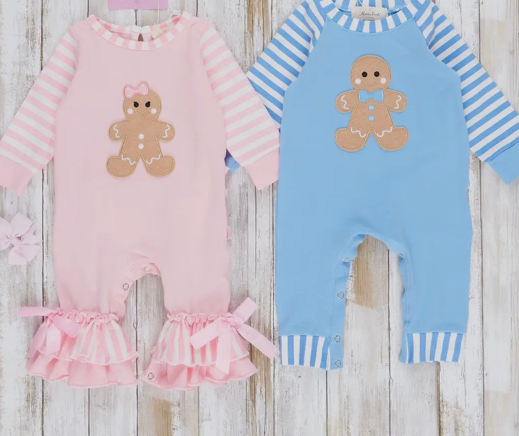 Gingerbread Romper (Blue) -Final Sale