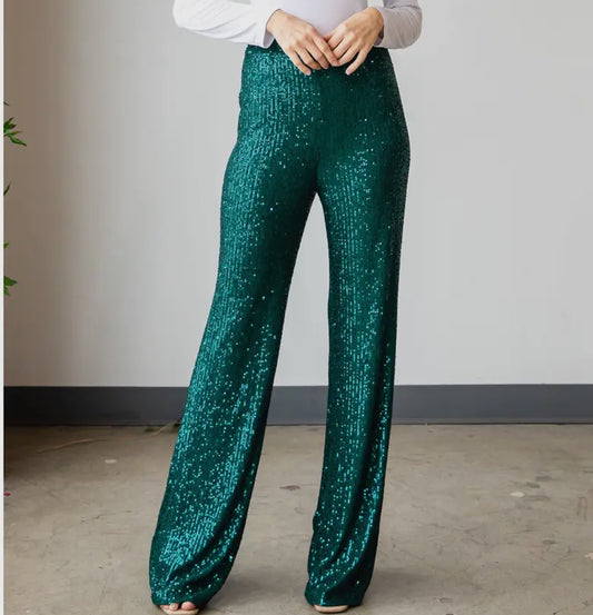 Green Sequins Pants