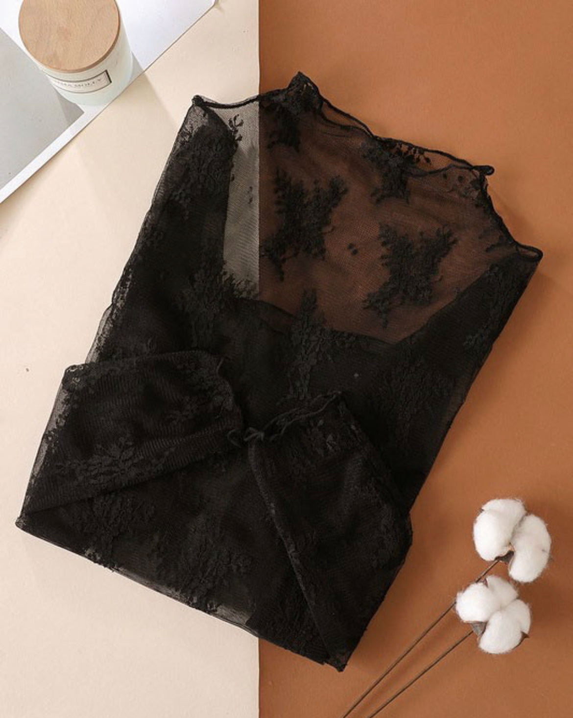 Sheer Lace Top-Black