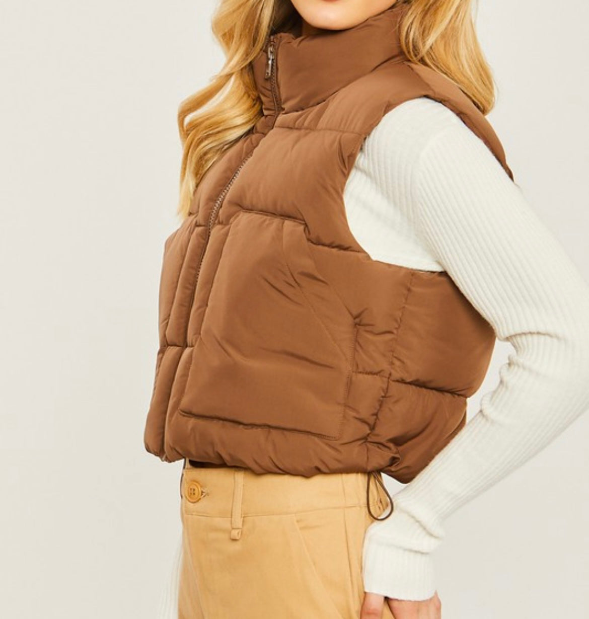 Puffer Vest-Brown