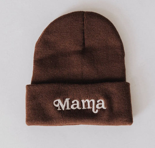 MAMA Matching Knit Hat-Dark Brown
