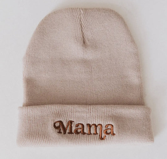 MAMA Matching Knit Hat-Beige
