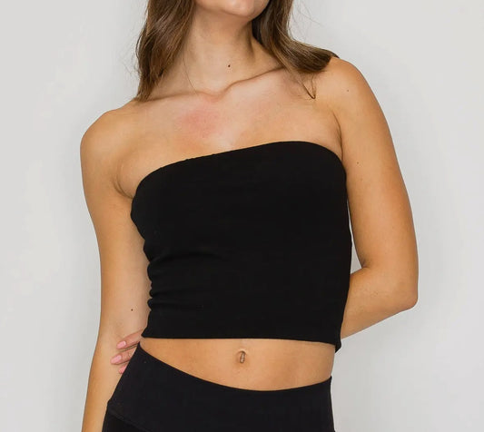 Double Layered Tube Top-Black