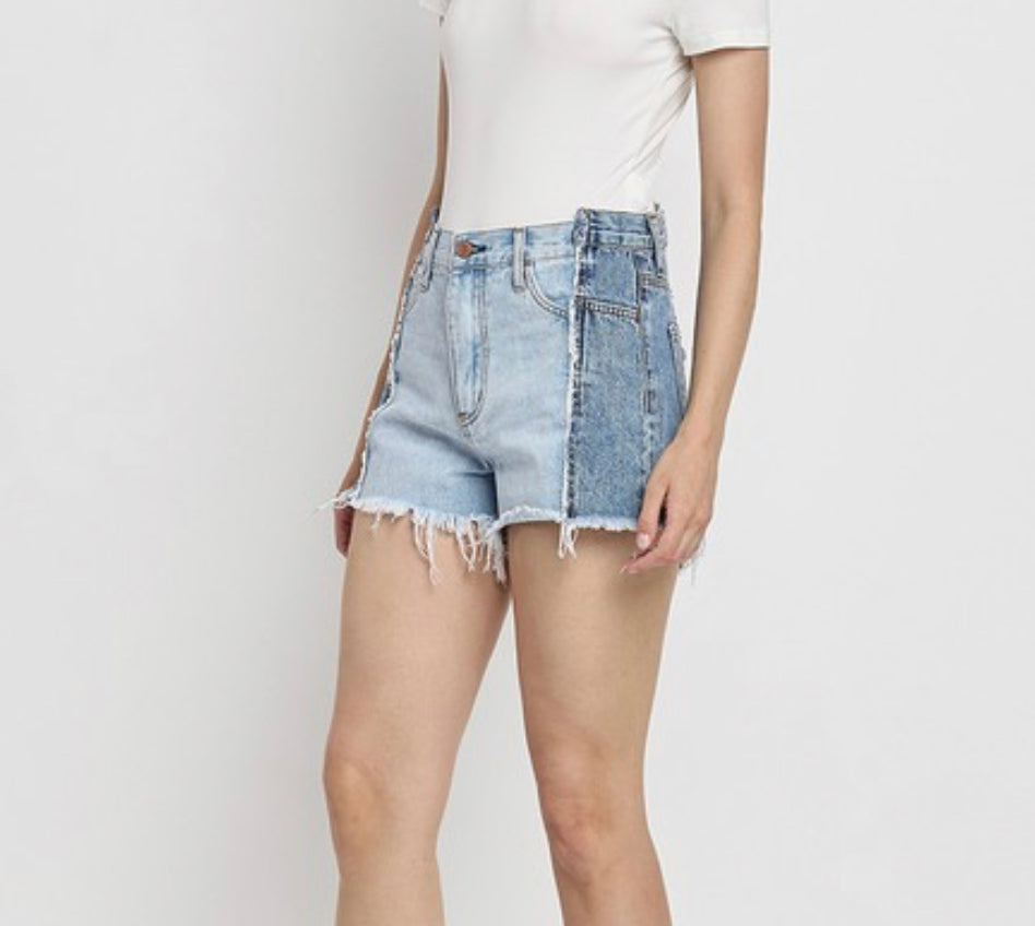 Two Tone High Rise Shorts