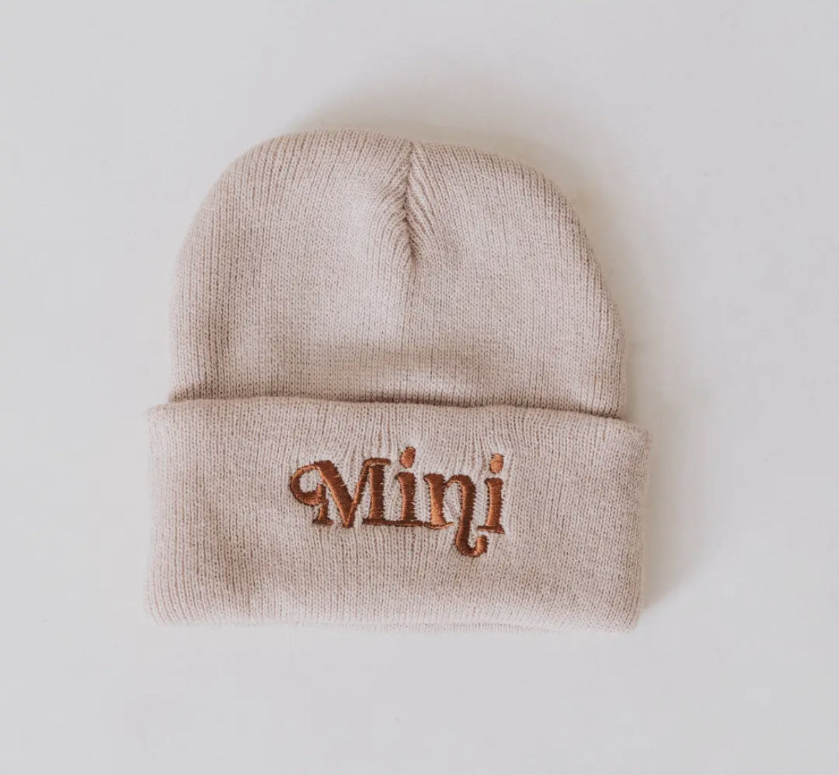 Mini Matching Knit Hat-Beige