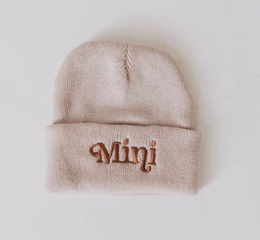 Mini Matching Knit Hat-Beige