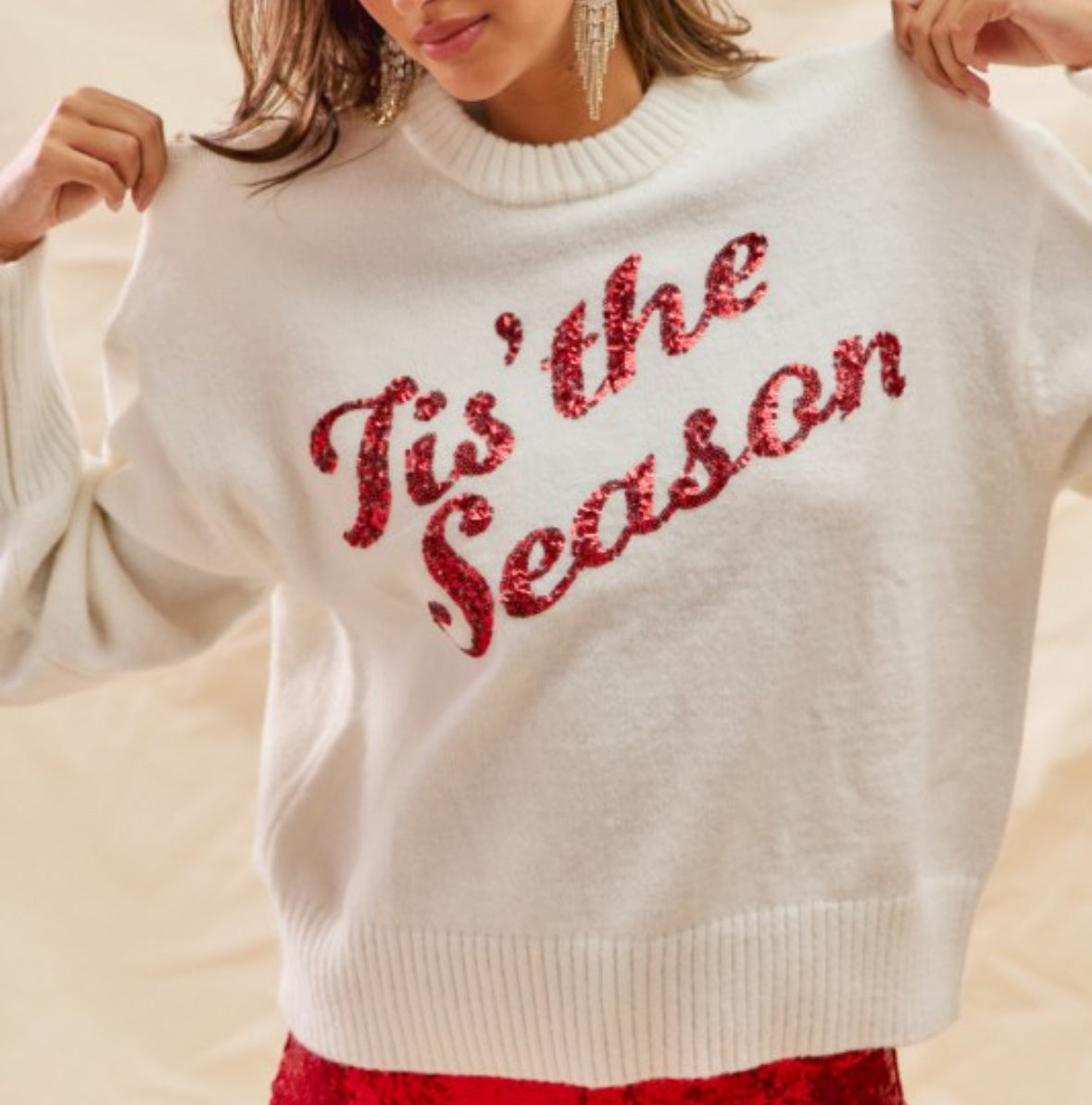 Sequin Holiday Sweater Top