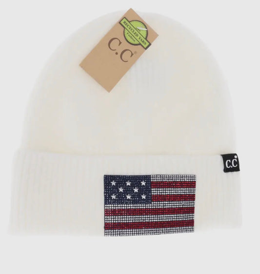 Flag Beanie-White