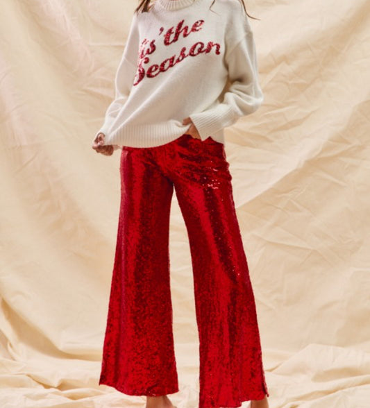Red Sequins Pants