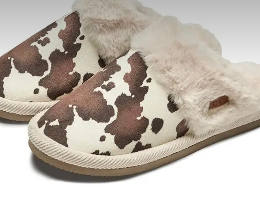 Cow Print Slippers