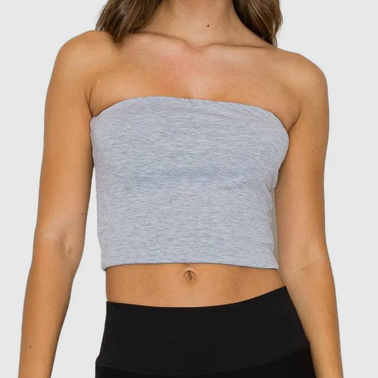 Double Layered Tube Top-Grey