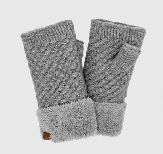 Rhinestone Gloves-Grey