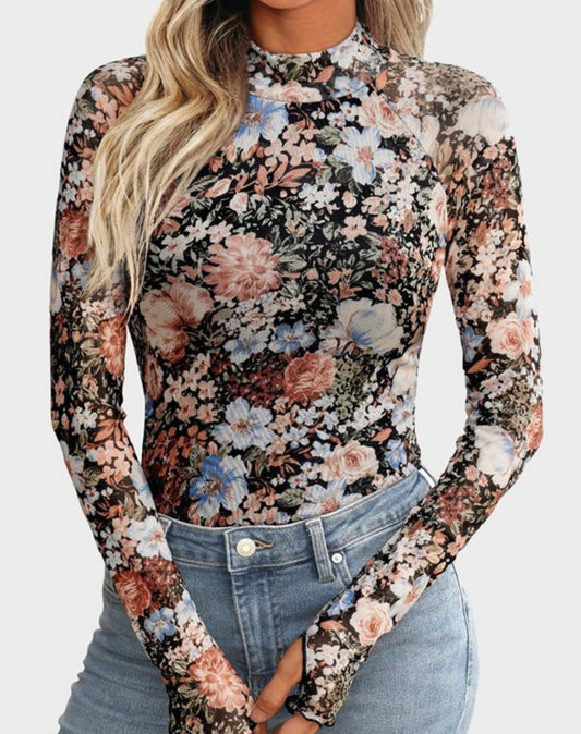 Floral Mesh Top