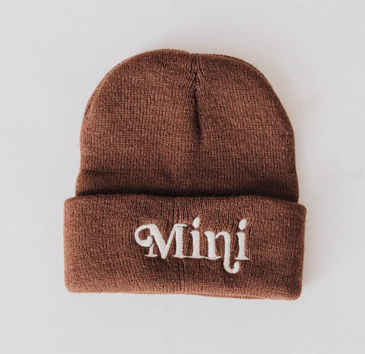 Mini Matching Knit Hat-Dark Brown