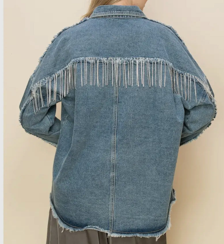 Rhinestone Denim Shacket